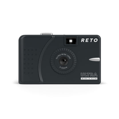 RETO Ultra Wide and Slim 35mm Reusable Daylight Film Camera - 22mm Wide Angle Lens, Focus-Free, Lightweight, Easy to Use (Dark Gray)