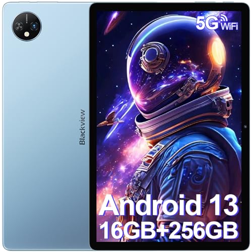 Blackview 2023 NEW Android 13 Tablet 10 Inch Tab 10 WiFi, 16(8+8) GB RAM + 256GB ROM + 2TB Expansion, Octa-Core Gaming Tablet, 5G WiFi Tablet, 13MP/5MP Camera, 7680mAh Battery, PC Mode/Type C.