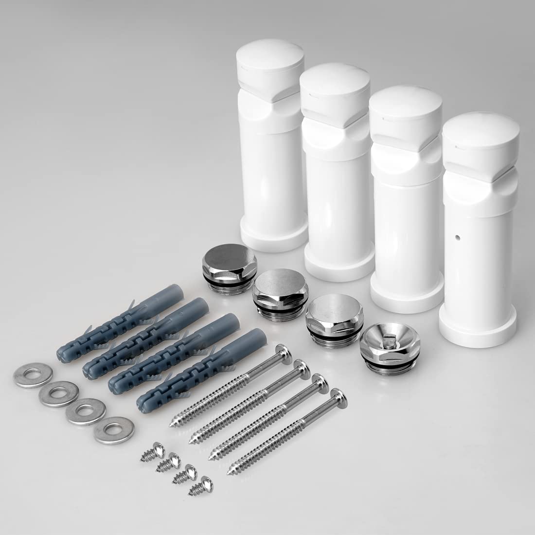 Heilmetz bracket for bathroom radiators, mounting set mounting material suspension bracket for radiators with blank cap and vent valve White