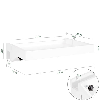 SoBuy clamp shelf for the bed with cable management - Bamboo nightstand for books, smartphones & glasses, 36x25x9cm White NKD01-W