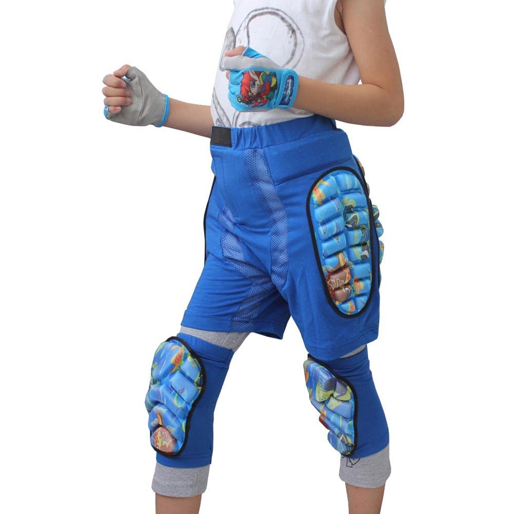 POXIAO Padded Children's Protection Shorts, Padded Kids Shorts Hip Protection Eva Shorts Protective Gear for Skating Skiing Skateboarding Snowboarding.