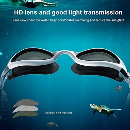 ZIONOR swimming goggles, G8 comfort anti-fog goggles for men and women, UV protection, mirror/clear lens, adjustable strap, professional goggles for adults and teenagers.