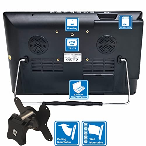 Unispectra® 14" TV 12V / 230V HD LED DVB-T/T2 (free to air) Screen mirroring technology USB PVR & Media player, HDMI. 12V TV for motorhomes, caravans, camping, trucks, boats, kitchen.