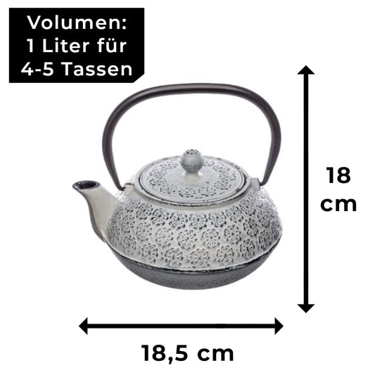 Japanese cast iron teapot with strainer, 1L | various tea kettle models iron cast, ceramic, stoneware | Japan pot, Asian, Chinese, iron, Japanese Cast Iron Teapot for tea cast white