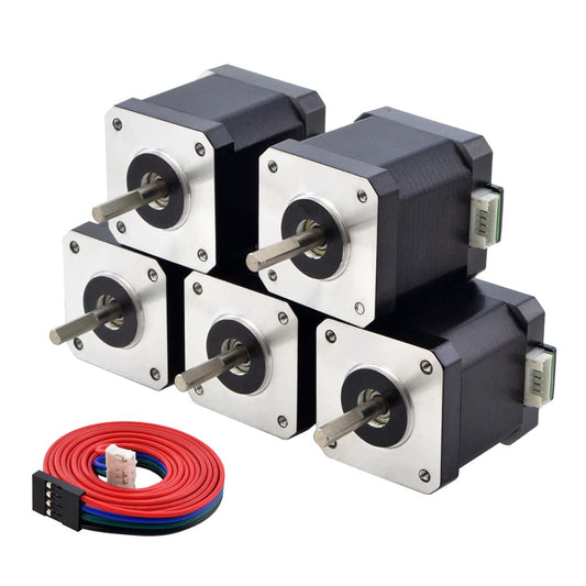 STEPPERONLINE E Series Nema 17 stepper motor 2A 55Ncm 1.8° with 1 meter cable for 3D printers CNC (5 Pack)