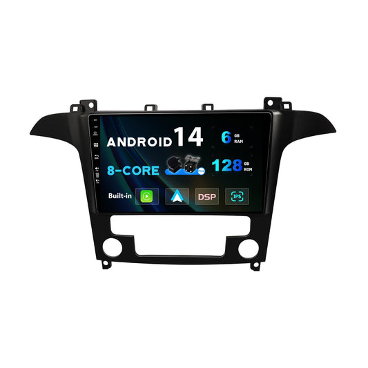 SXAUTO Android 13 - [6G+128G] - IPS Car Radio fits Ford S-Max (2006-2015) - Built-in Wireless Carplay/Android Auto/DSP - Camera + MIC - DAB SWC WiFi Fast-Boot 360-Camera 4G BT5.0-2 Din 9 Inch