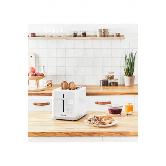 Tefal TT6931 Sense Toaster | 7 browning levels | Digital display | Countdown | Reheat/Defrost | Crumb tray | Stop button | White