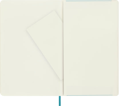 Moleskine notebook with white pages, blue (Reef), large, 13 x 21 cm.