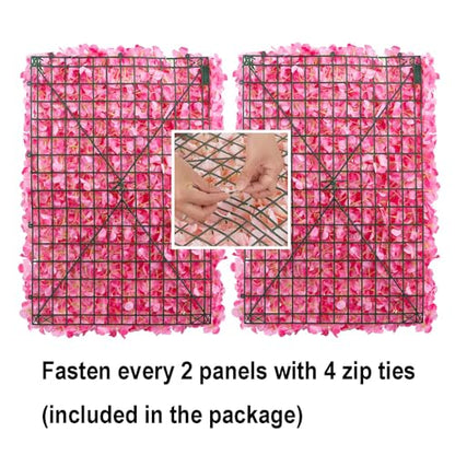 Artificial flower wall art decoration: Blosmon 6 pieces pink flower arrangements flower wall hydrangeas fake silk flower arrangement for wedding balcony garden living room table wall decoration