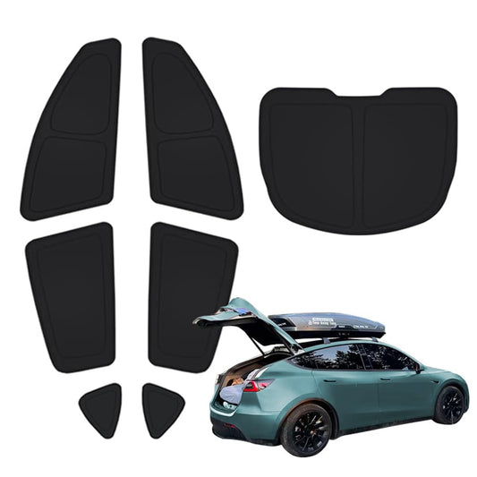 TESBEAUTY Upgraded Tesla camping privacy curtains provide sun protection for camping, sunshades for Tesla Model Y UV blockers with 4-layer material, 7 pieces.