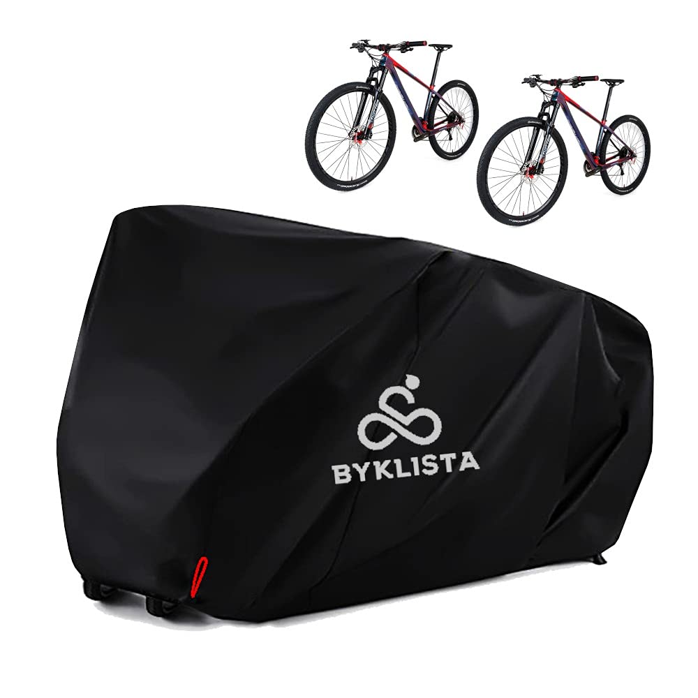 BYKLISTA Bicycle Cover for 2 Bikes - Weatherproof Bike Shed Oxford Fabric Welded Seams & UV Protection - Waterproof Bike Tarp Cover Bicycle Protective Cover