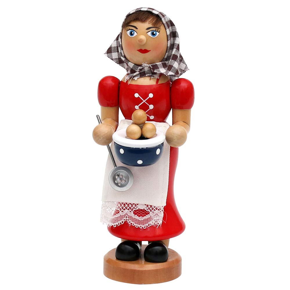 Elf workshop collection wood incense woman incense man incense figure dumpling woman with smoking pot 7 x 8 x 17 cm