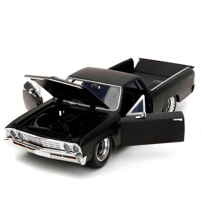 Jada Toys Fast and Furious Car EL Camino (1:24, black) - Chevrolet EL Camino 1967 from Fast & Furious 10 movie, Die Cast Car for ages 8 and up with opening parts, 19cm
