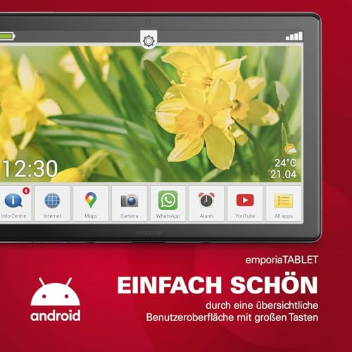 emporiaTABLET | Seniorentablet 4G Volte | Tablet PC with SIM card | 10.1-inch display | Android 11 | 13 MP camera | Black