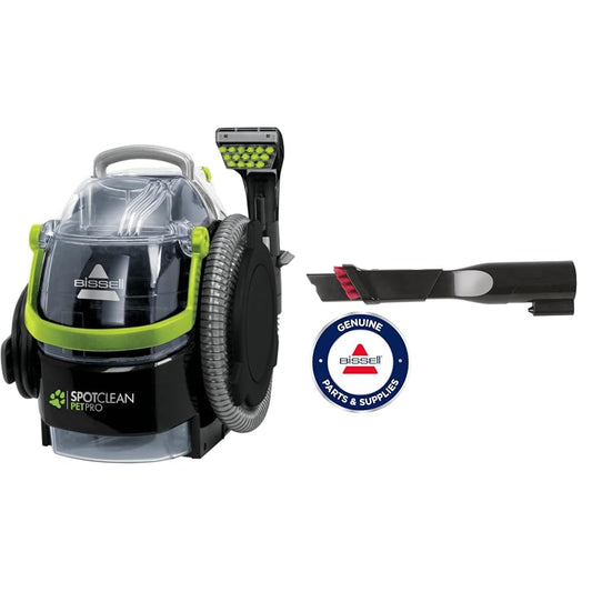 BISSELL 15585 SpotClean Pet Pro Portable, Black/Green, 750W, 84 Decibels + XL crevice tool for all Bissell stain and carpet cleaning devices.