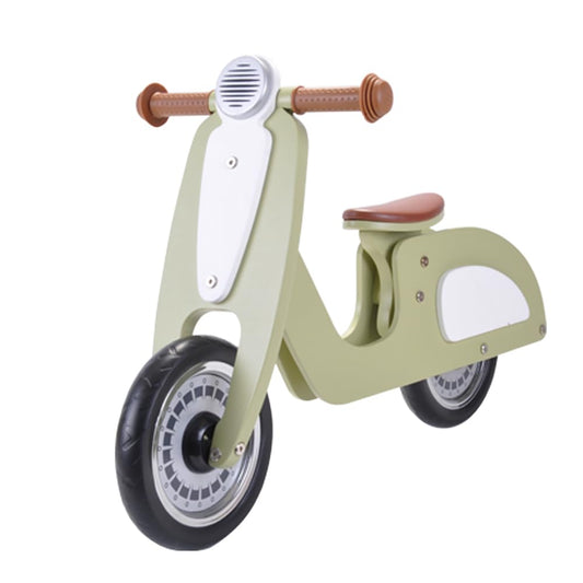 Bandits & Angels Italian Rider Balance Bike Wood Green from 2 years - For boys and girls - Green wooden balance bike - Ride-on retro scooter - Two-wheeler - Quiet wheels - Adjustable seat
