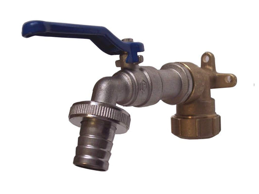 Brass wall plate with ball valve faucet (25mm (3/4") PE pipe wall plate with 3/4" faucet)