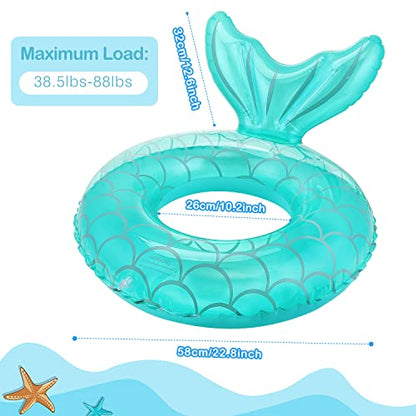 MoKo Inflatable Swim Ring, 2 pieces Mermaid Swimming Rings Water Play Ring 70 cm Large Pool Float Toy Water Toy for Adult & Kids, Rose Gold+Blue