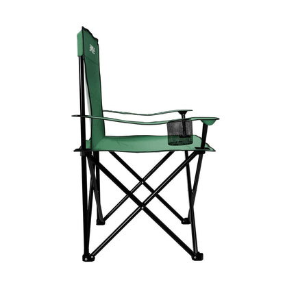 24MOVE® folding chair green camping chair with drink holder - foldable fishing chair - folding garden chair lounge chair camping chair, polyester, for outdoors or indoors