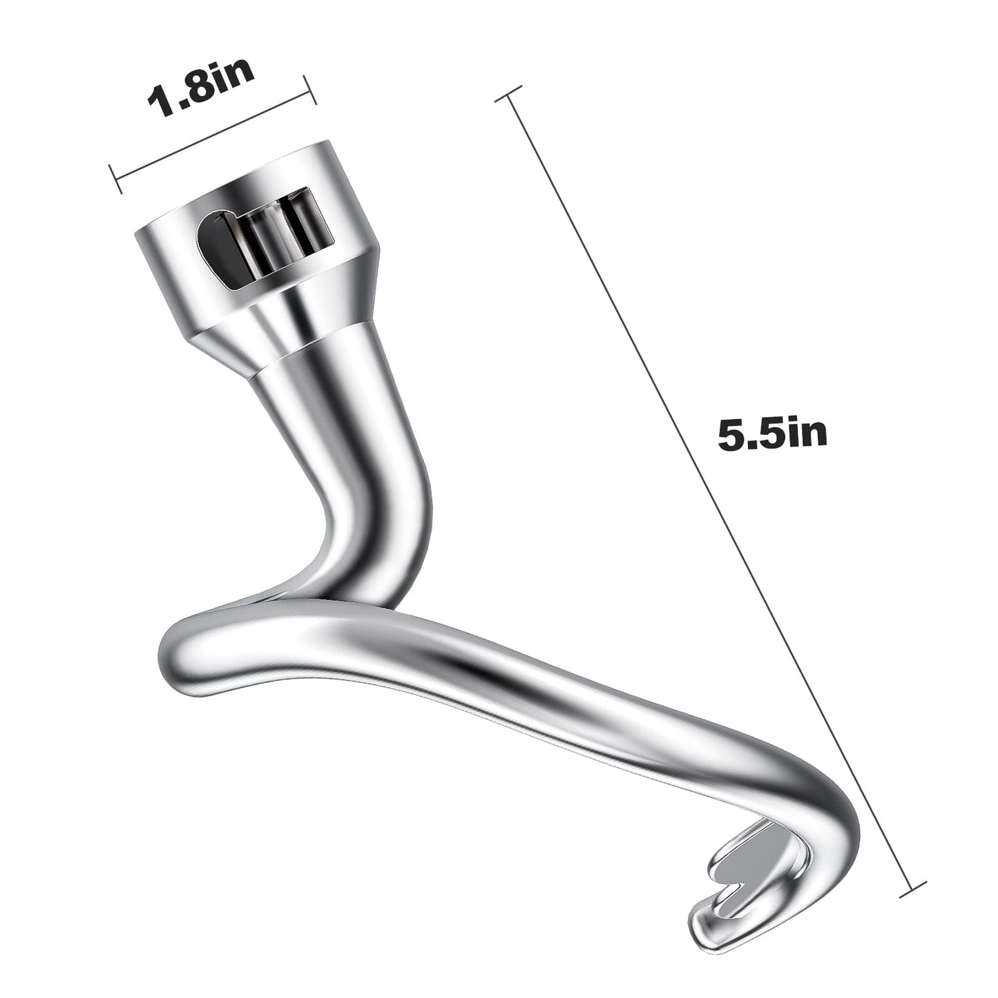 aikeec Stainless Steel Dough Hook for Kitchenaid 4.5/5QT Stand Mixers, Stainless Steel K45DH Dough Hook for Kitchenaid K45 K45SS KSM75 KSM90 KSM95 KSM100 KSM103 KSM110 KSM150 Stand Mixers
