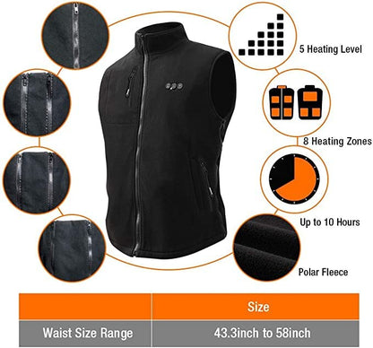 ARRIS Heated Vest for Men, Electric Fleece Heating Vest with 7.4V Battery for Outdoor Camping Hiking Hunting Skiing Adjustable Size
