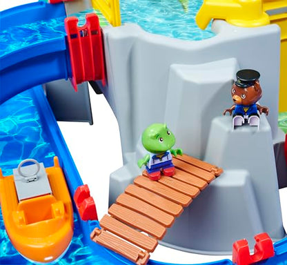 AquaPlay - Water track MountainLake - 42-piece game set with a high mountain, waterfall, and secret cave, water play fun including 2 animal figures and 2 boats, for children aged 3 and up.