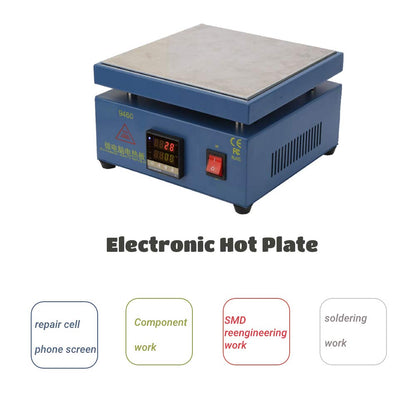 Preheating station 200X200mm, 500W LED microcomputer electric heating plate, welder heating plate SMD rework heating lab plate, PCB heating preheating soldering preheating station (A)