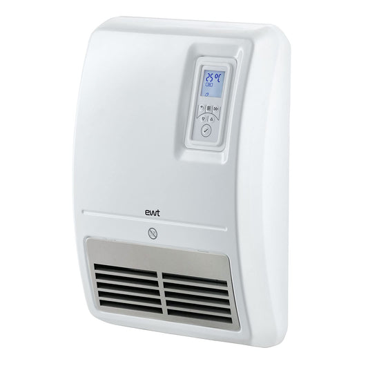 EWT Bathroom Quick Heater Future, efficient wall-mounted heating device, including thermostat with return timer & adaptive start function, 2000 W heating power, White