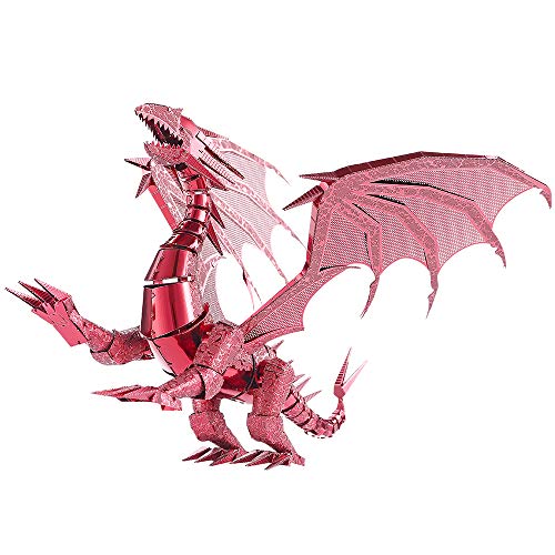 Piececool 3D Puzzle Metal Model Building Flaming Dragon, 3D Metal Puzzle for 340 stainless steel, Entire Metal, 1:1 Restore Collection, Birthday Gift, adult model kit, 115 pieces