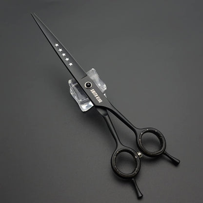 7.0 inch Professional Dog Grooming Scissors Set Straight & Thinning & Curved & Chunker & Comb 5 pieces in 1 set for left-handed & right-handed black