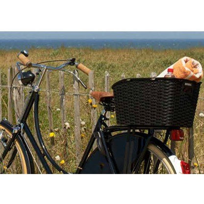 Basil Weave WP bike basket - rear mounted - plastic weave - weatherproof - fixed installation - including mounting - black