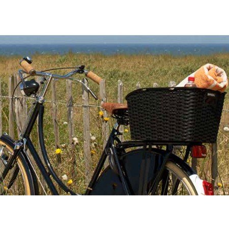 Basil Weave WP bike basket - rear mounted - plastic weave - weatherproof - fixed installation - including mounting - black