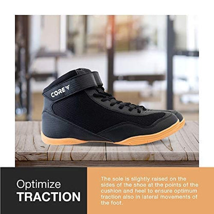 CORE wrestling shoes for men, women, and children, Black, size 44 EU.