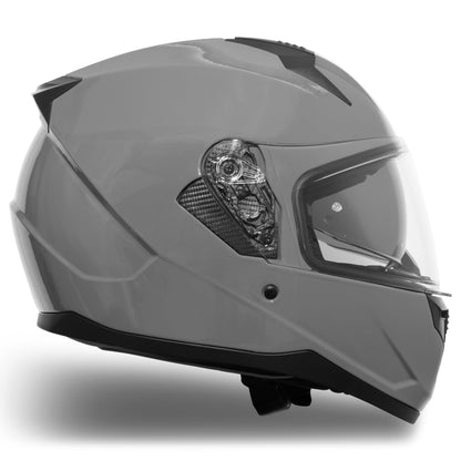 VINZ Kennet Full-Face Helmet with Sun Visor | Motorcycle Helmet Full-Face Moped Helmet ECE 22.05 | Full-Face Helmets for Men & Women | Available in Sizes XS-XXL - Nardo Grey
