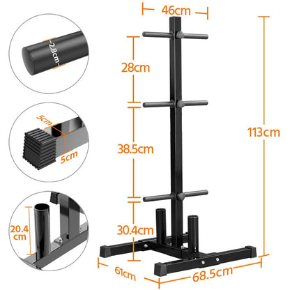 Yaheetech Weight Plate Rack Dumbbell Tree Weight Stand with 6 Bars and 28mm Plate Holders Steel Dumbbell Stand Weight Rack Max. Load Capacity 400 kg Plate Stand