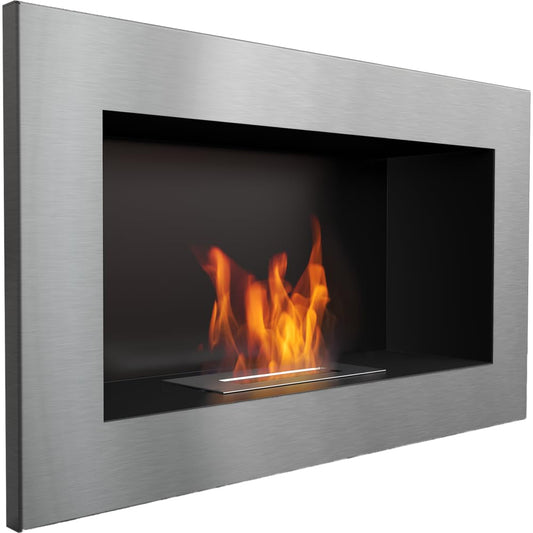 Short bio fireplace, decorative wall fireplace Golf black Closed 374mm x 648mm TÜV - Rheinland tested