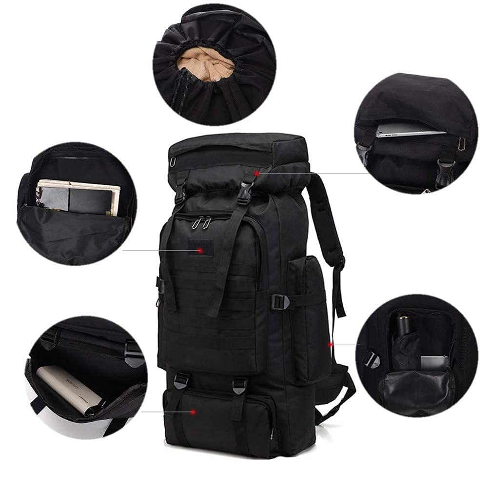 Kabxhueo Large Backpack 60L-80L Hiking Backpack Waterproof for Men & Women - Travel Backpack, Emergency Backpack, Trekking Backpack for Survival, Hiking, Camping, Fishing & Travel (Backpacker Backpack)