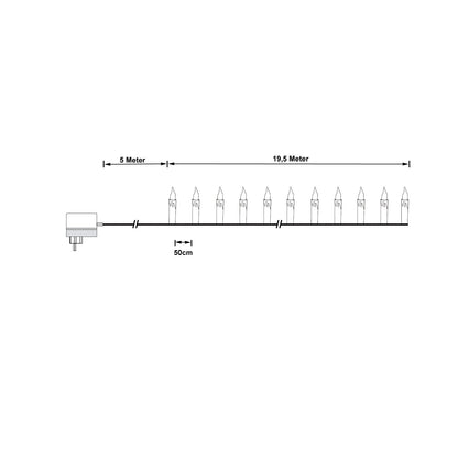 CLGarden LED Candle String Lights LEDKLK40 Candle String Lights 40 Shaft Lamps with Cable Timer