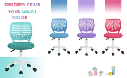 FurnitureR Desk Chair, Study Swivel Chair without Armrests, Adjustable Office Chair, Work Chair for Home Office, Bedroom, Study Room, Turquoise.