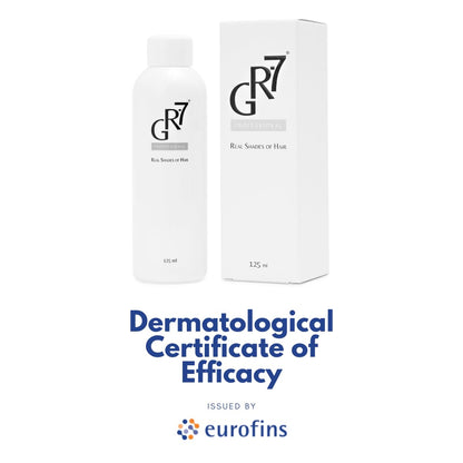 GR-7 Lotion Against Gray Hair 125ml - Hair Repigmentation 2 Pieces - Gray Hair - Hair Tonic Anti Grey Hair - Anti Gray Hair Men and Women - Gray Hair Away - Shampoo Against Gray Hair
