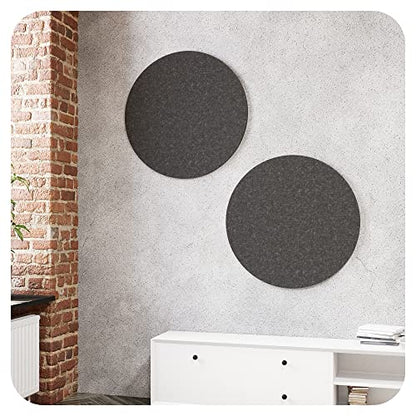 2x acoustic panels for wall & ceiling made of recycled felt - sound absorber acoustic felt diffuser round Ø 550x12 mm Night Gray