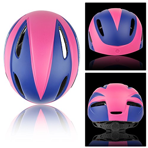 Bicycle helmet, LEADFAS bike helmet with removable magnetic goggles visor adjustable unisex men women road mountain safety protection cycling helmet (pink blue)