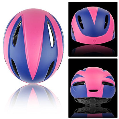 Bicycle helmet, LEADFAS bike helmet with removable magnetic goggles visor adjustable unisex men women road mountain safety protection cycling helmet (pink blue)