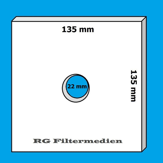 50 Maico replacement filter ZF 60/100 for all ER, ER-AP, ER-APB models (ER 60/100 series) - 135x135 mm - Inner hole ø 22 mm - Filter class G2 - Maico part number: 0093.0680 - Ventilation fan filter