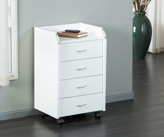 Inter Link - Rolling container with drawers - office container stand container - rolling cabinet drawer chest office cabinet 4 white - Pronti