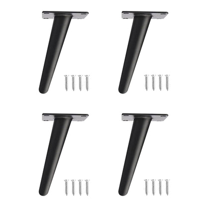 4 pieces Furniture Legs Iron Conical Table Legs Slanted Table Legs Cabinet Legs Sofa Feet Pedestal Metal DIY Furniture Table Frame Furniture feet for coffee table cabinets furniture sofas (25 cm, Black)