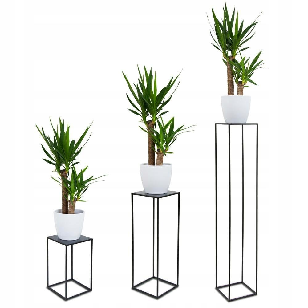 HowHomely Flower Stand Metal Black 100 cm High - Solid and Sturdy Metal Plant Stand - Plant Holder for Decoration in Living Room, Bedroom, or Office