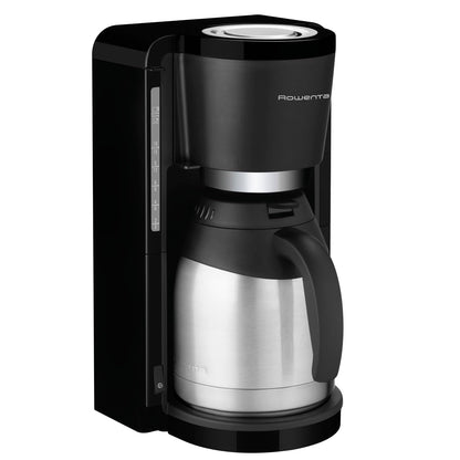 Rowenta Filter coffee machine Adagio, stainless steel thermos jug, keeps coffee warm for up to 4 hours, brews 10-15 cups, capacity 1.25 L, removable filter holder, automatic shut-off, Black, CT3818