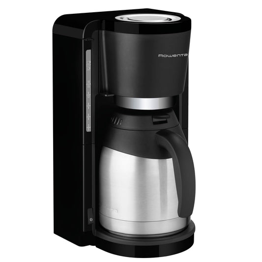 Rowenta Filter coffee machine Adagio, stainless steel thermos jug, keeps coffee warm for up to 4 hours, brews 10-15 cups, capacity 1.25 L, removable filter holder, automatic shut-off, Black, CT3818