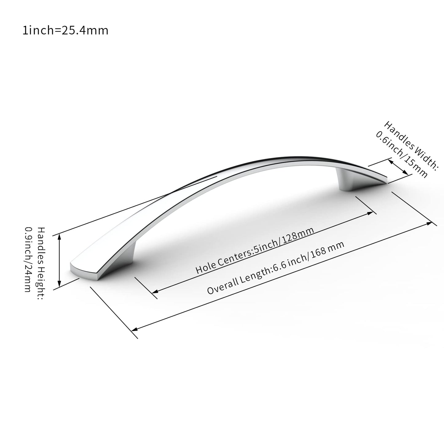FURNIWARE 10pcs Furniture Handles, 128mm Hole Spacing Cabinet Handles Kitchen Handles for Cabinets and Drawers - Chrome